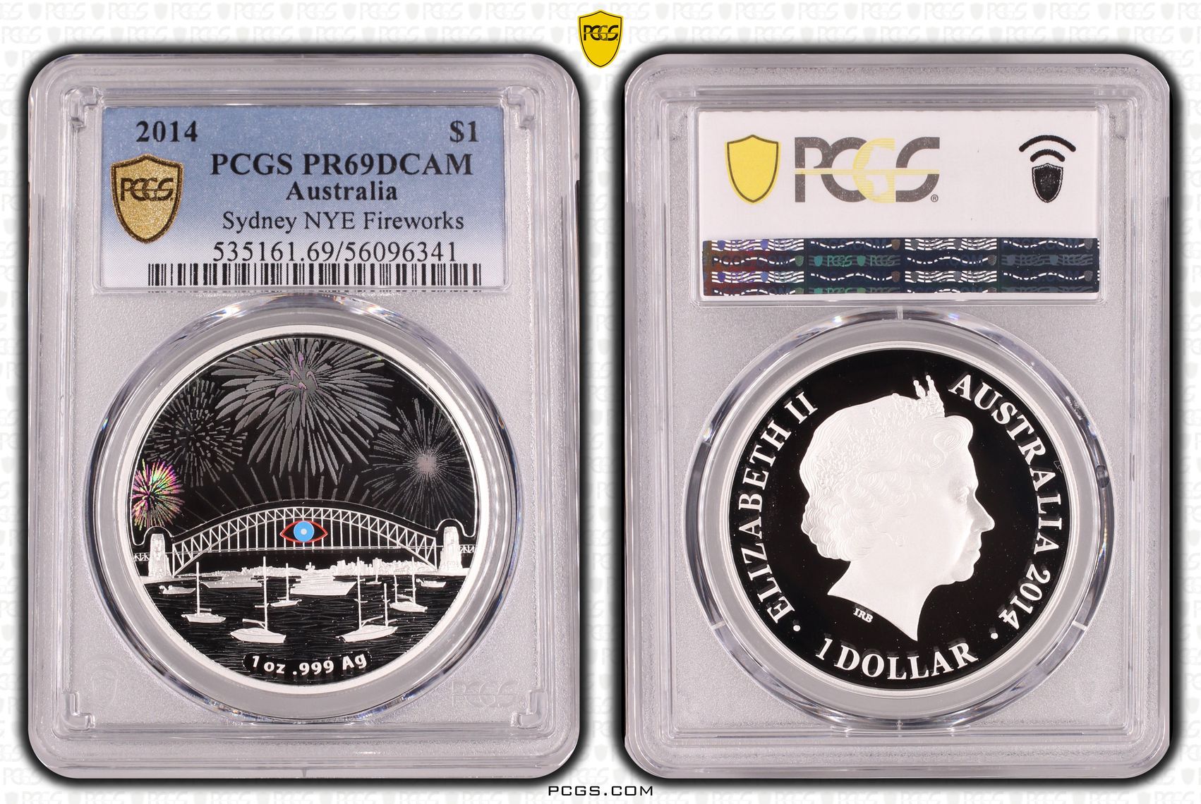 Sydney NYE Fireworks, One Dollar, 2014, PCGS PR69DCAM