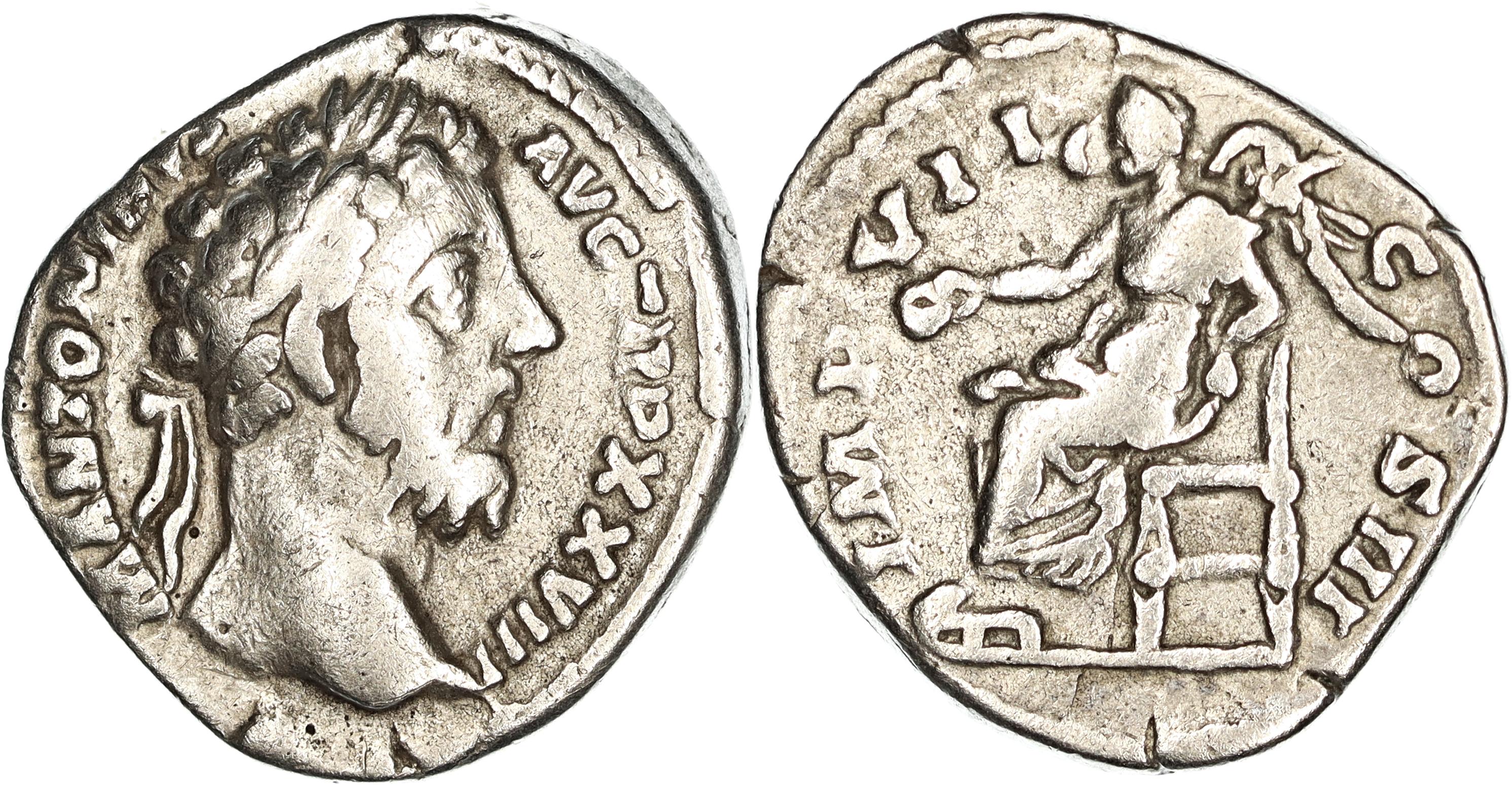 Roman Empire, Marcus Aurelius, Silver Denarius, 173-174 AD, gF