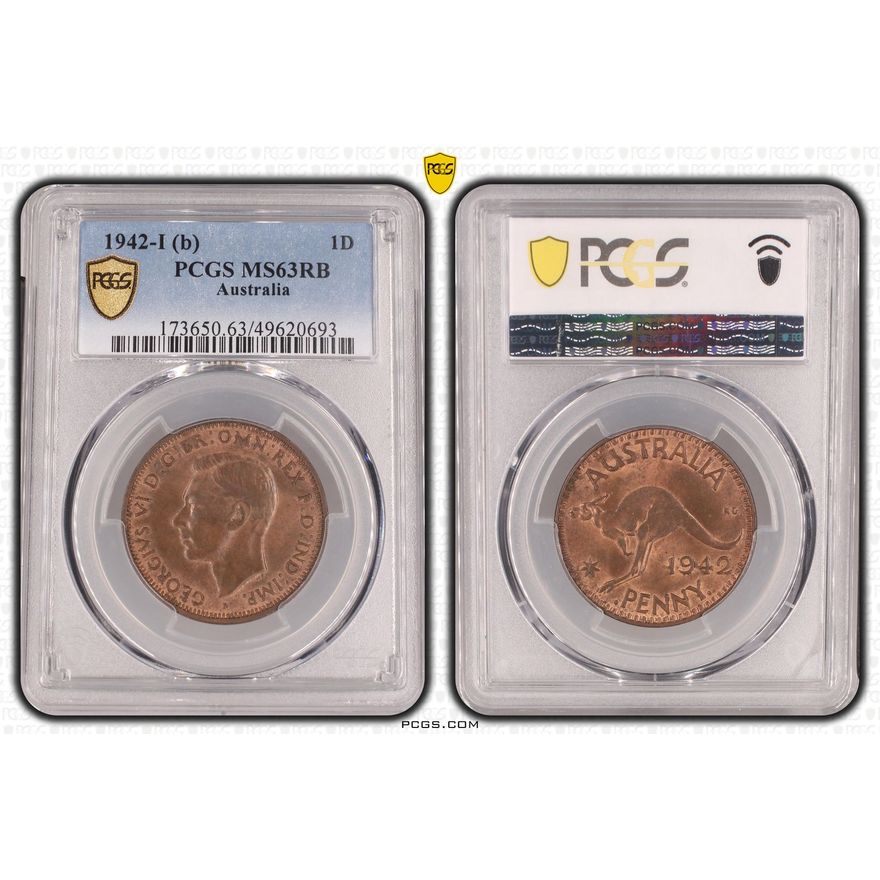 George VI, Penny, 1942-I, PCGS MS63RB