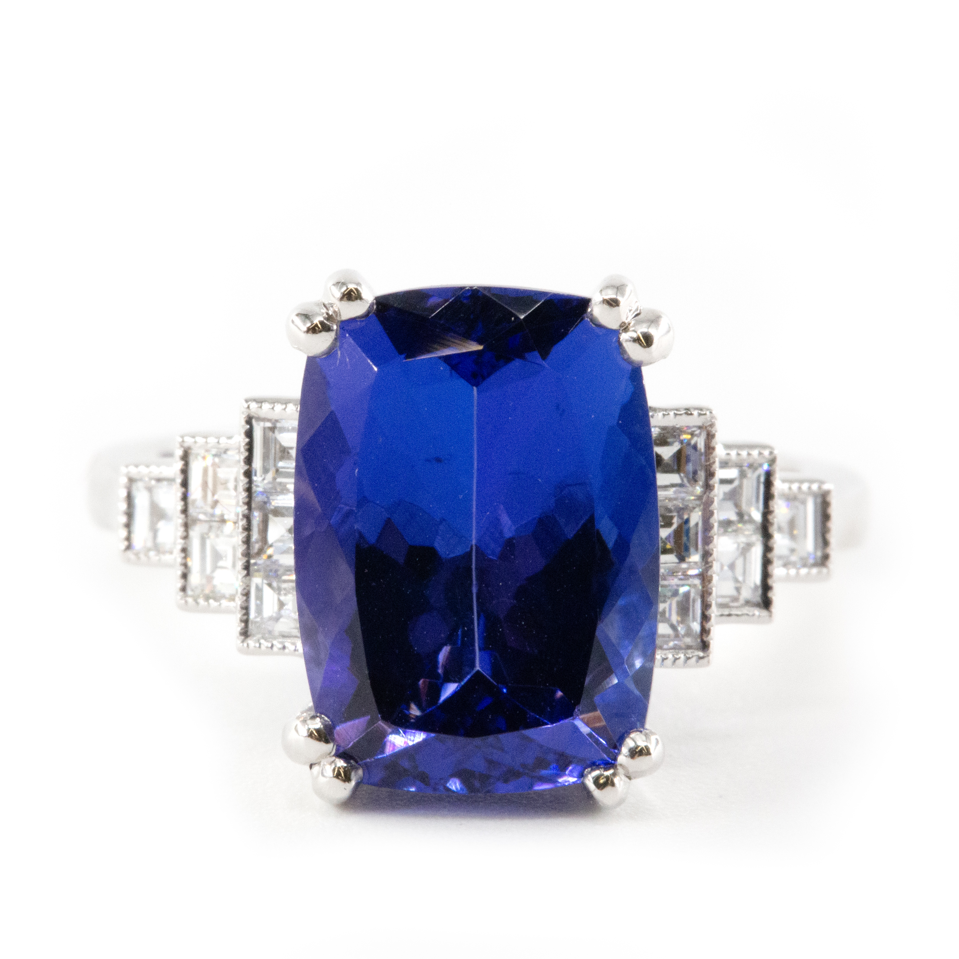 6.3 Carat Tanzanite & 0.57ct Diamond Ring