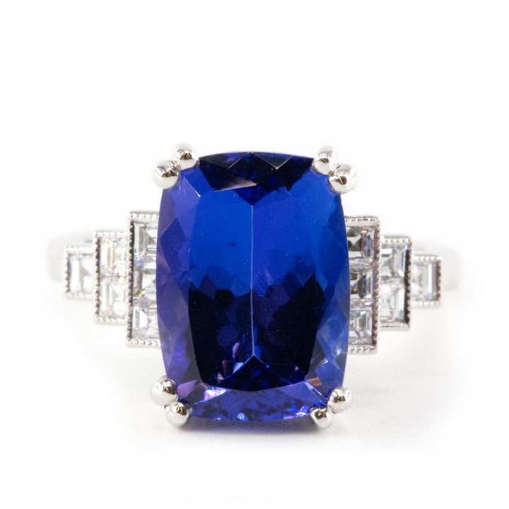 6.3 Carat Tanzanite & 0.57ct Diamond Ring