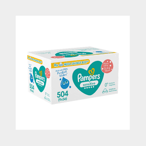 Pampers Sensitive Wipes - 504 (9x56) - 100 Purified Water Wipes - Made with 100 Purified Water - 51745/20818