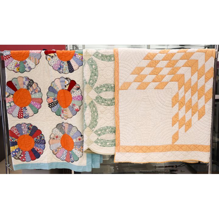 3pc Vintage Patchwork Quilts 4'x4' to 6'x6' Approx.