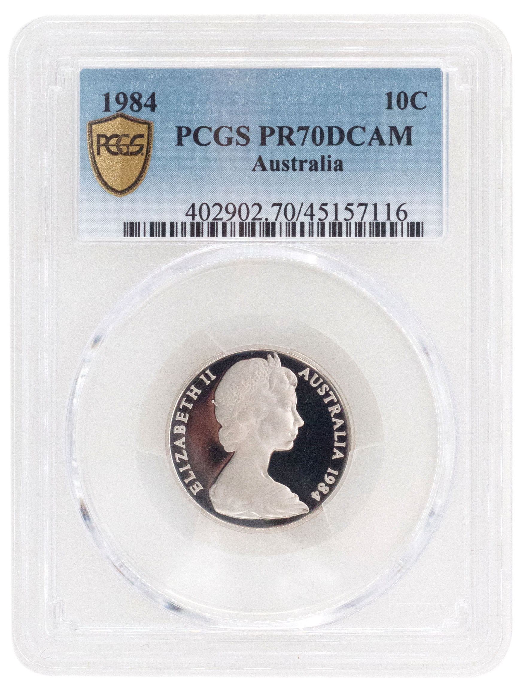 1984 Australia Ten Cent, 10c PCGS - PR70DCAM POP 12/0 -116