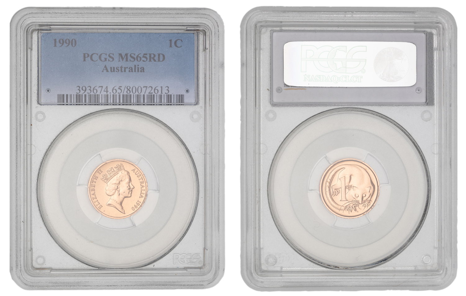 Elizabeth II, One Cent, 1990, PCGS MS65RD