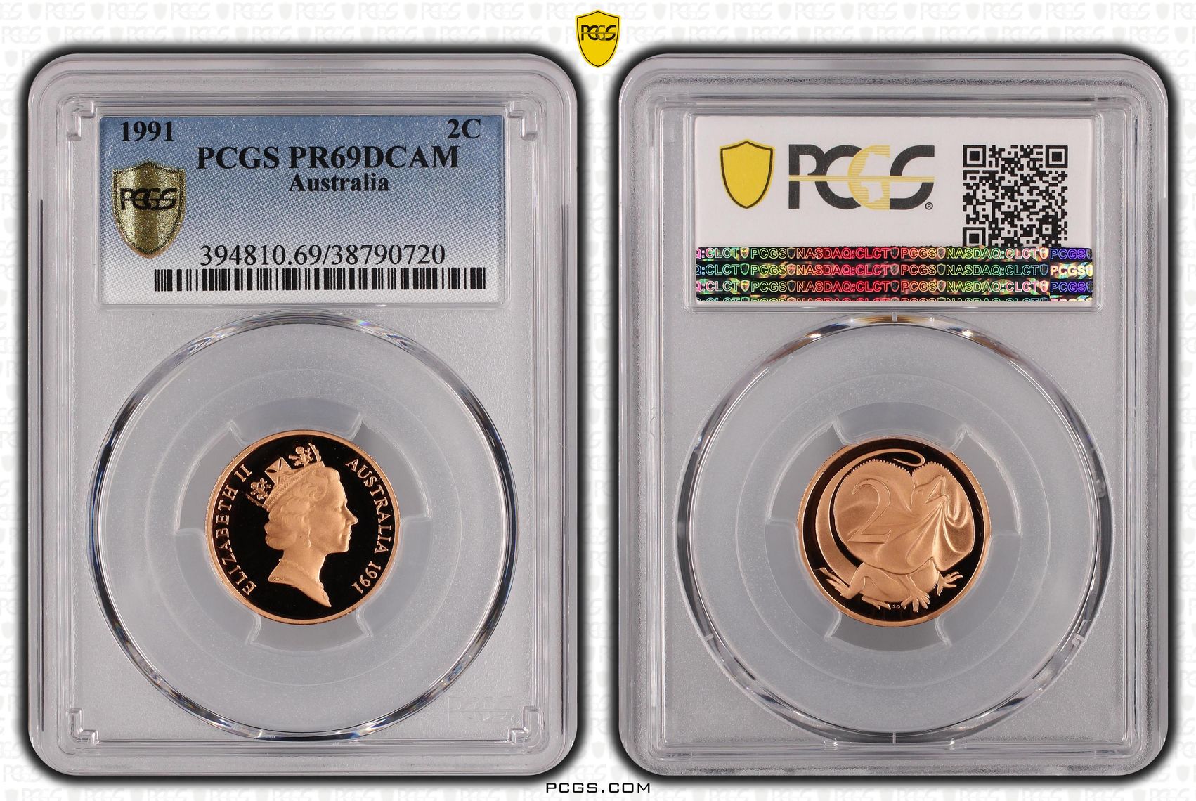 Elizabeth II, Two Cent, 1991, PCGS PR69DCAM