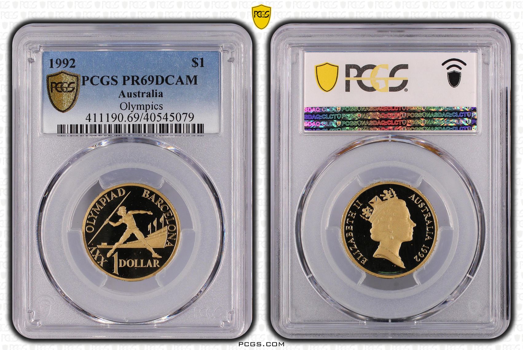 Olympics, One Dollar, 1992, PCGS PR69DCAM