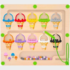 MAGNETIC COLOR & NUMBER MAZE - MONTESSORI WOODEN COLOR MATCHING LEARNING COUNTING PUZZLE BOARD - TODDLER FINE MOTOR SKILLS TOYS FO