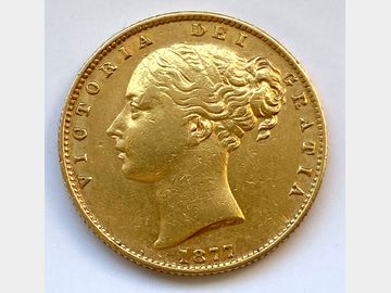 1877 VICTORIA SYDNEY MINT SHIELD GOLD SOVEREIGN