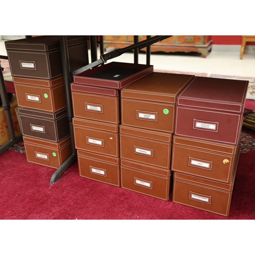 13pc Modern Leather Sorting Boxes 8''x12''