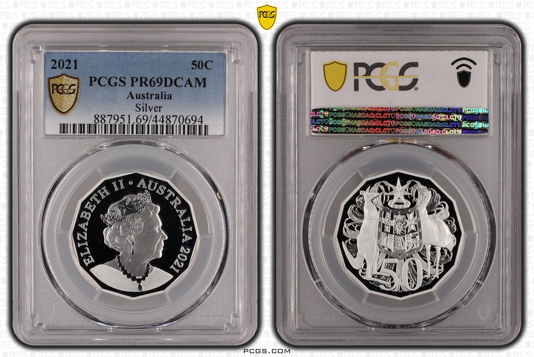 340 · 2021 Australia Fifty Cent, 50c Silver Proof Silver PCGS - PR69DCAM -694