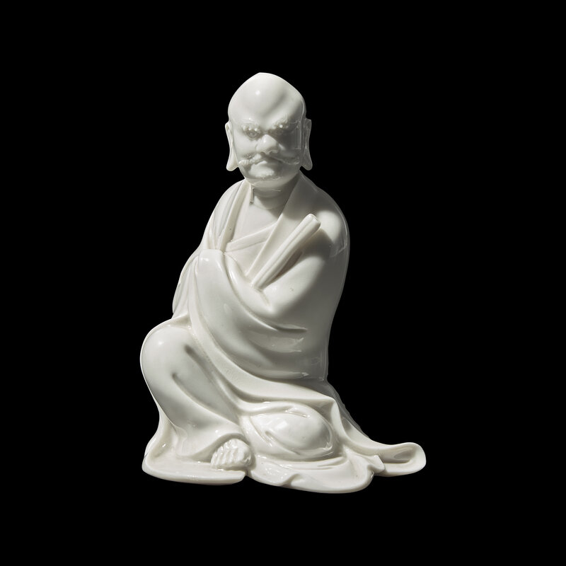 A Chinese Blanc de Chine Figure of Bodhidharma, Possibly 18th/19th Century
或爲清中期 德化白瓷達摩坐像