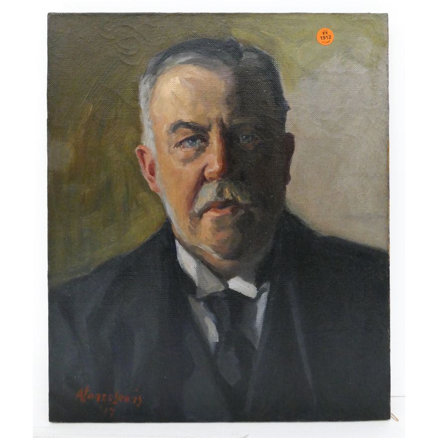 Alonzo Lewis Male Portrait Oil on Canvas- unframed- 18x15''