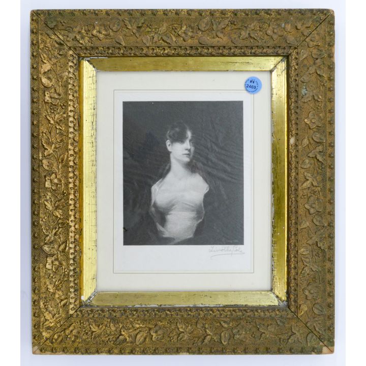 Timothy Cole Female Portrait Engraving Framed 14.5'' x 13''
