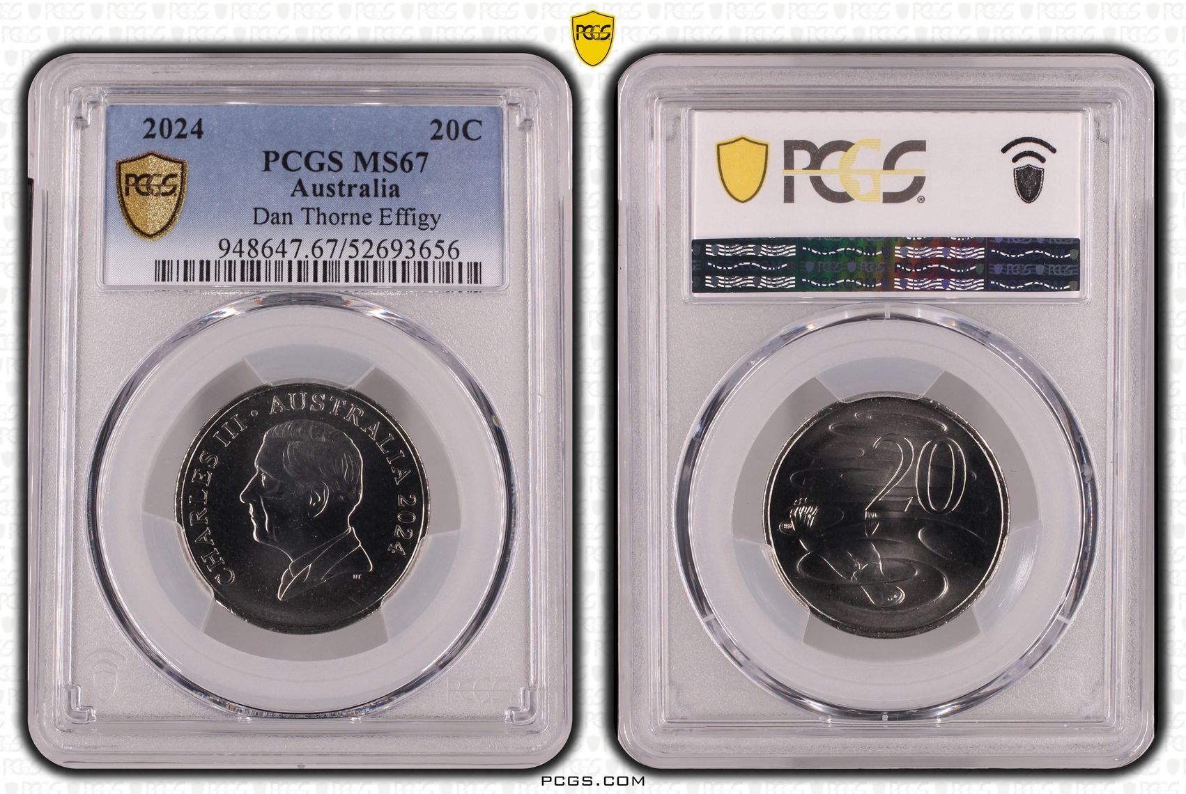 Dan Thorne Effigy, Twenty Cent, 2024, PCGS MS67