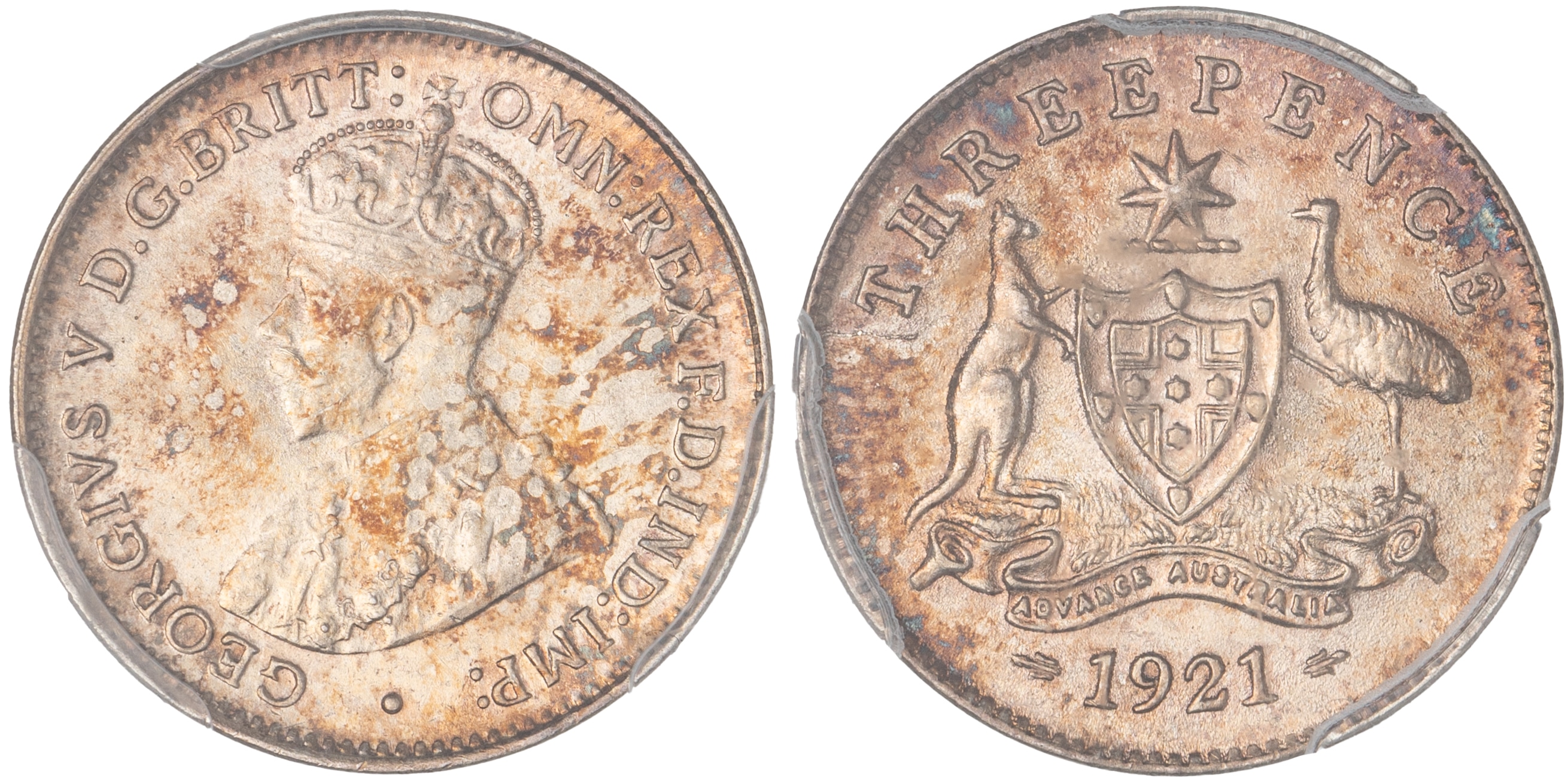 George V, Threepence, 1921, PCGS MS63