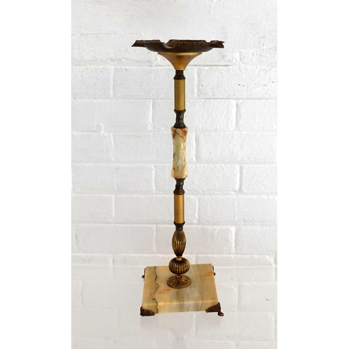 ONYX AND BRASS STANDARD ASHTRAY