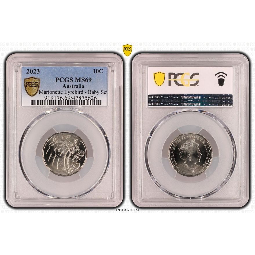 Marionette Lyrebird - Baby Set , Ten Cent, 2023, PCGS MS69