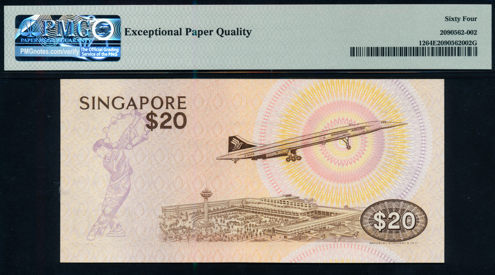 Singapore Bird 1976 $20 Solid Number A/48 111111 PMG 64EPQ