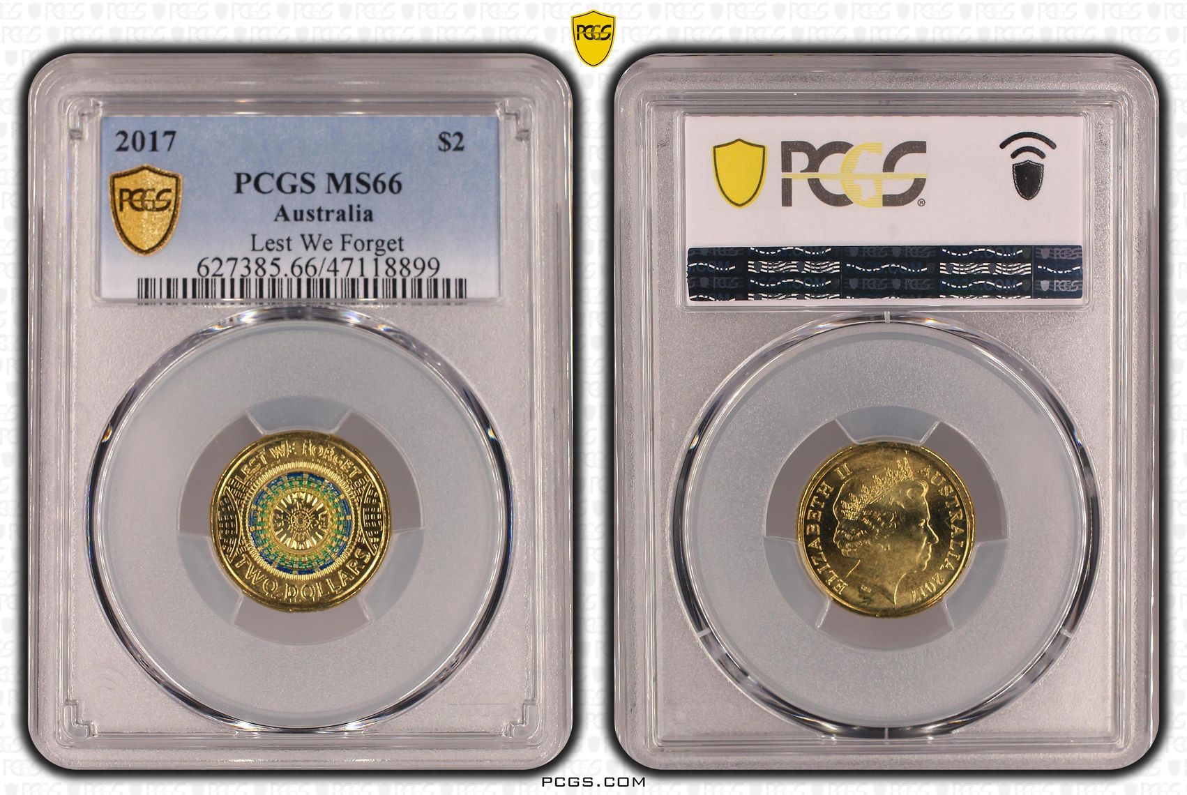 Lest We Forget Colorized, Two Dollar, 2017, PCGS MS66