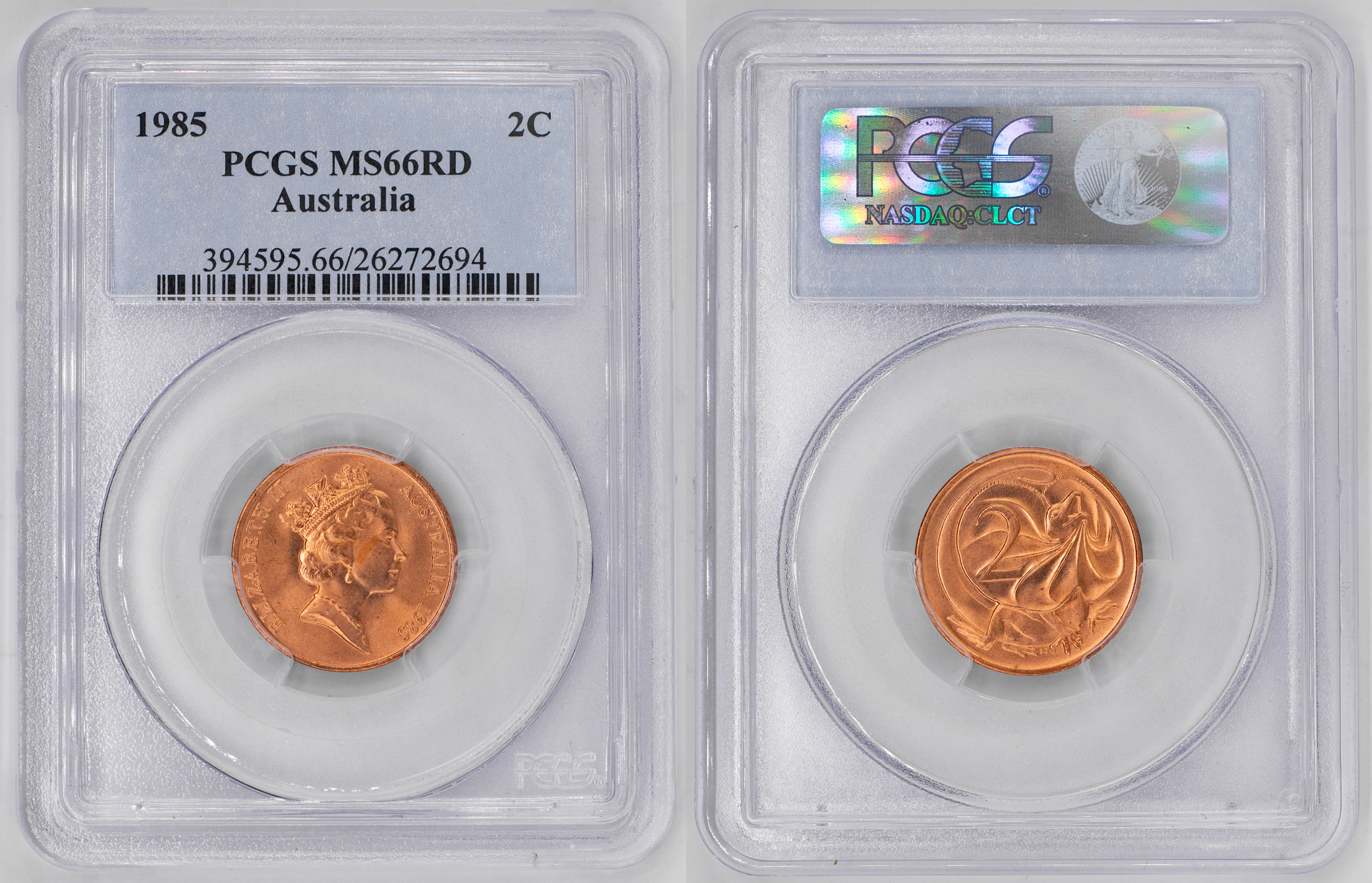 Elizabeth II, Two Cent, 1985, PCGS MS66RD
