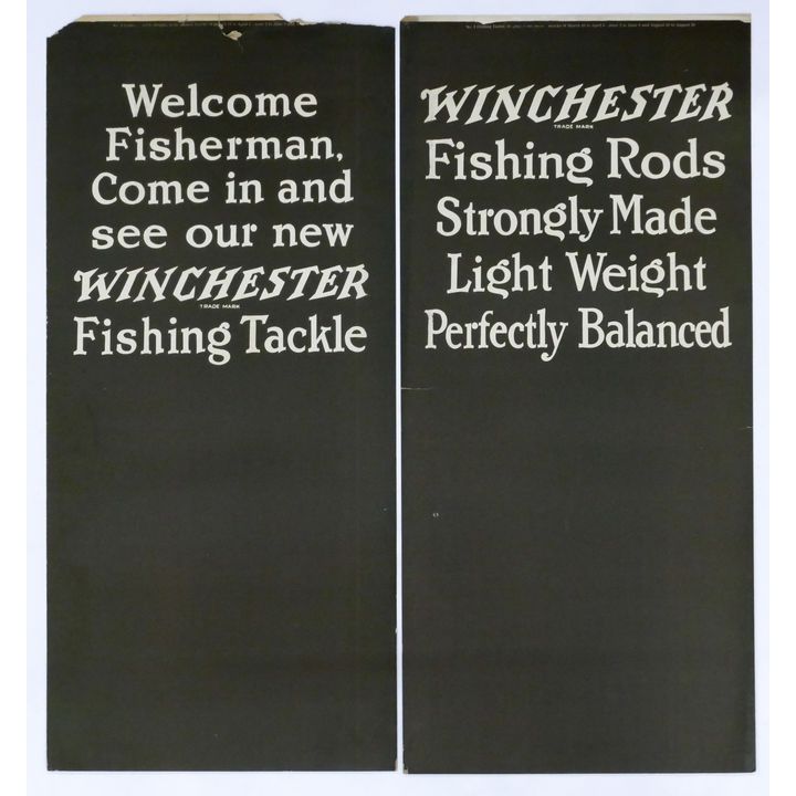 2pc 1920's Winchester Advertising Signs- Fishing / Junior Rifle Corps
