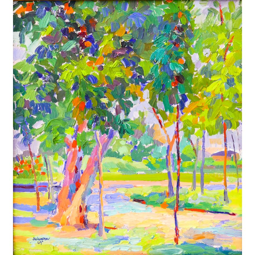 Ibarra de la Rosa (1943-1997 Philippines) 'Rizal Park (Manila)' Oil on Canvas, 1969