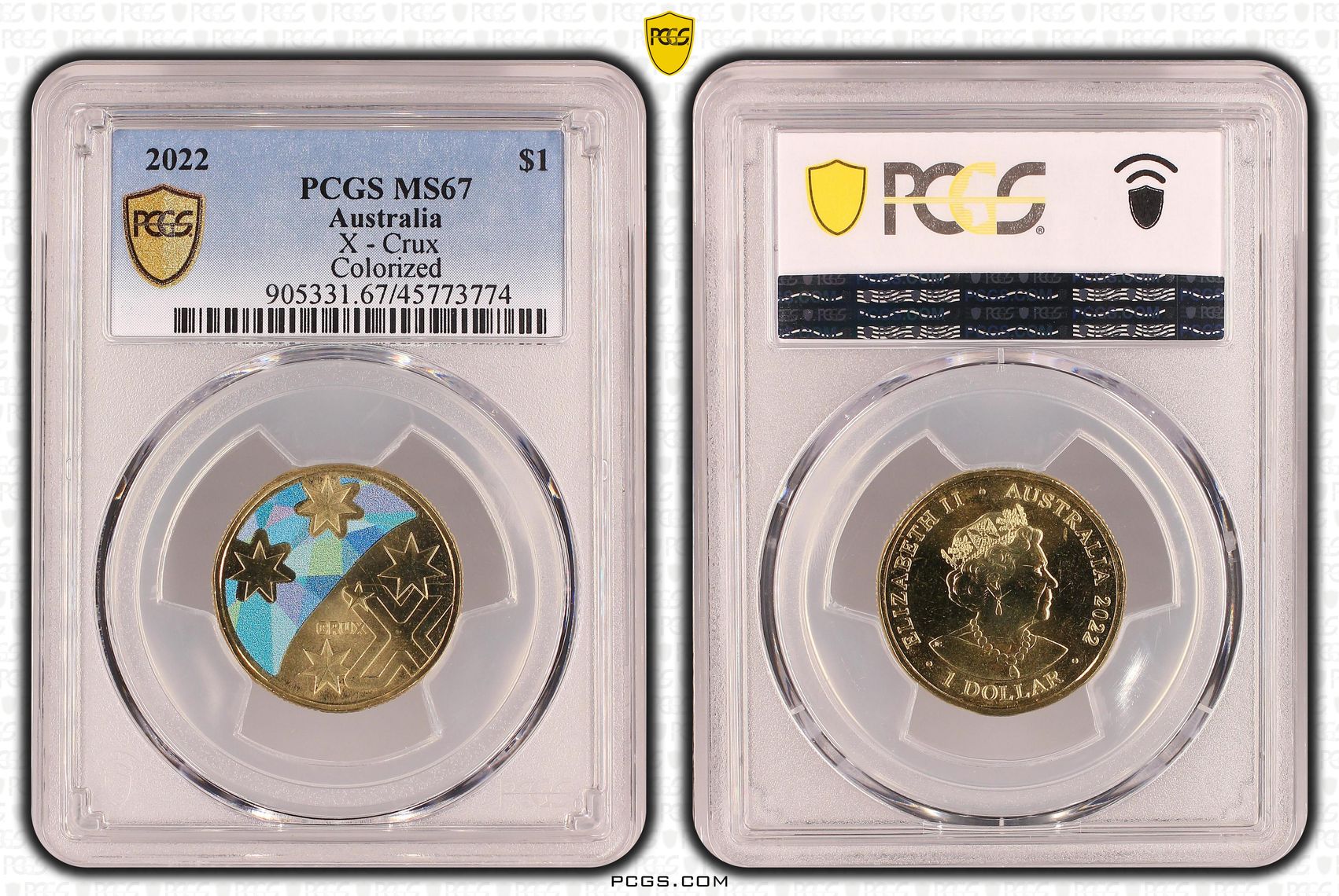 Great Aussie Coin Hunt - 'X' Crux - Colorized, One Dollar, 2022, PCGS MS67