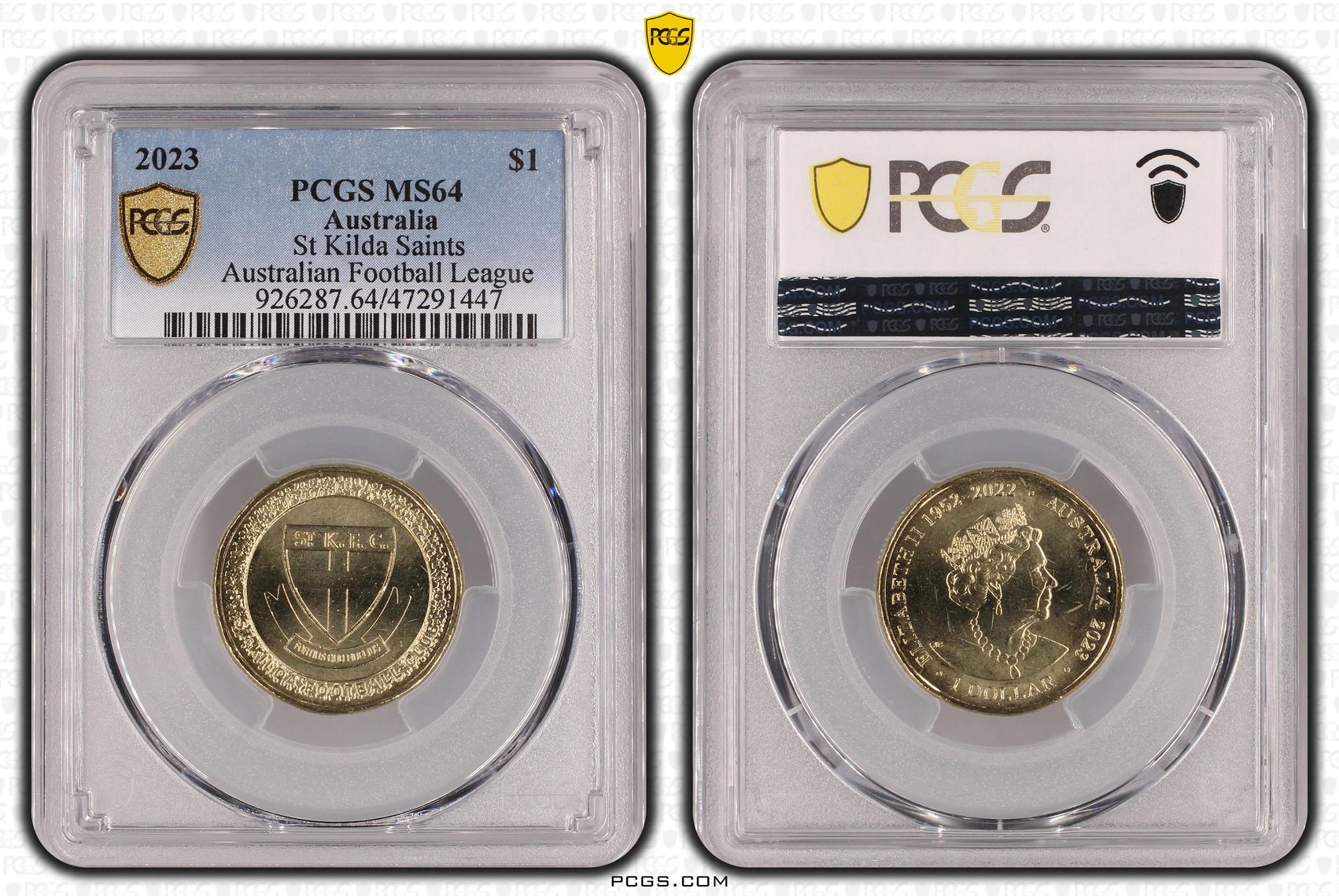 Elizabeth II, AFL - St Kilda Saints, One Dollar, 2023, PCGS MS64