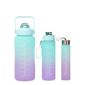3 Piece VSCO Ombre Timer Water Bottle Blue | NO STRAW