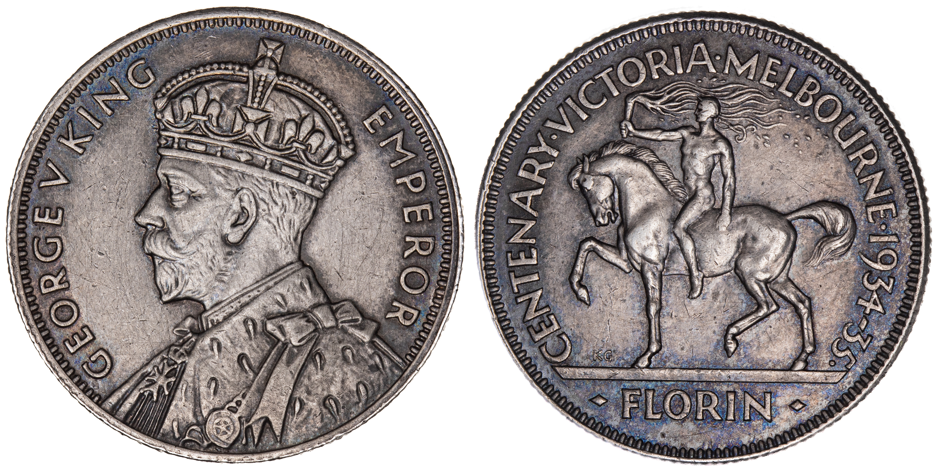 George V, Florin, 1934-35, aVF