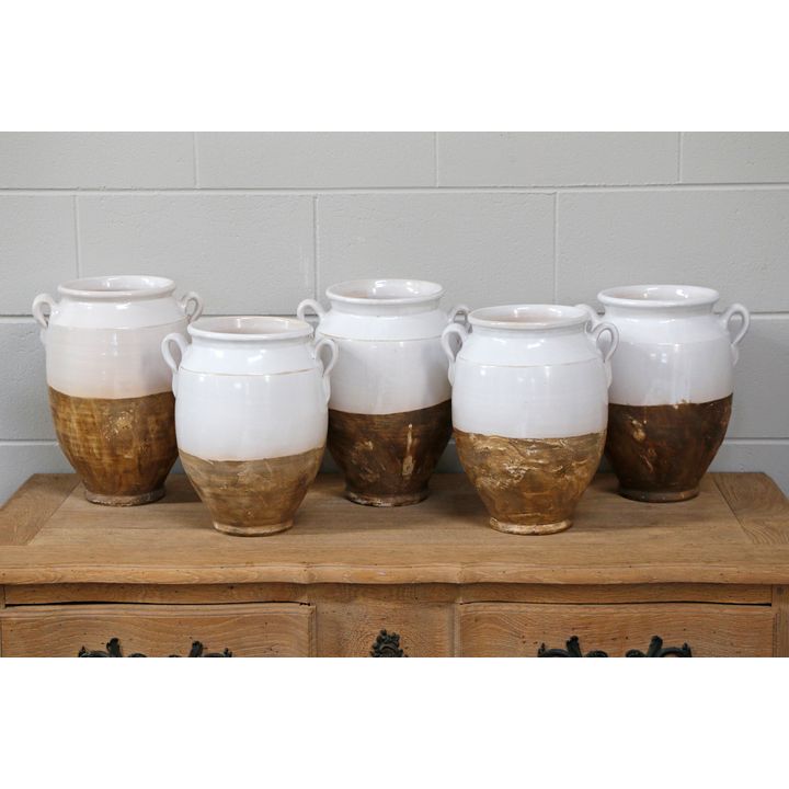 Five French confit pots