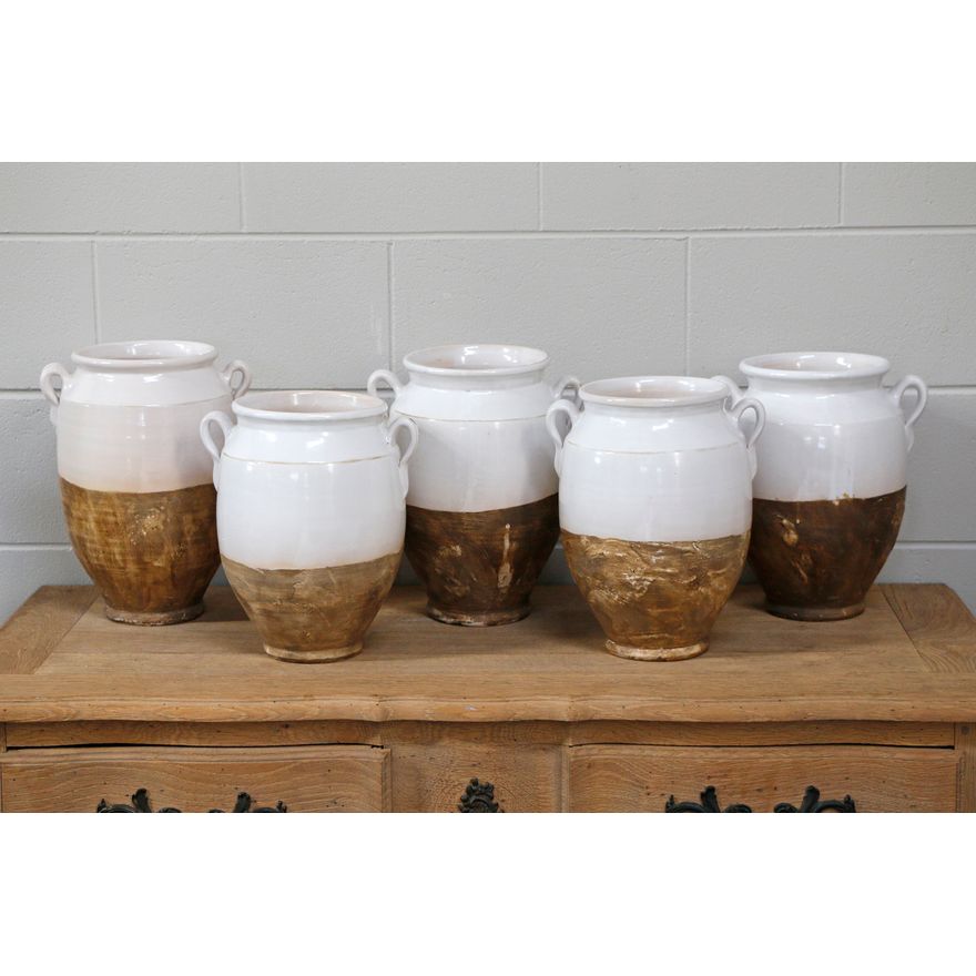Five French confit pots
