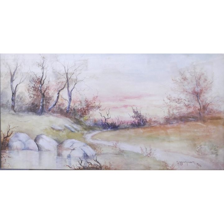 Frederick Southworth Antique Landscape Watercolor- 18x27''