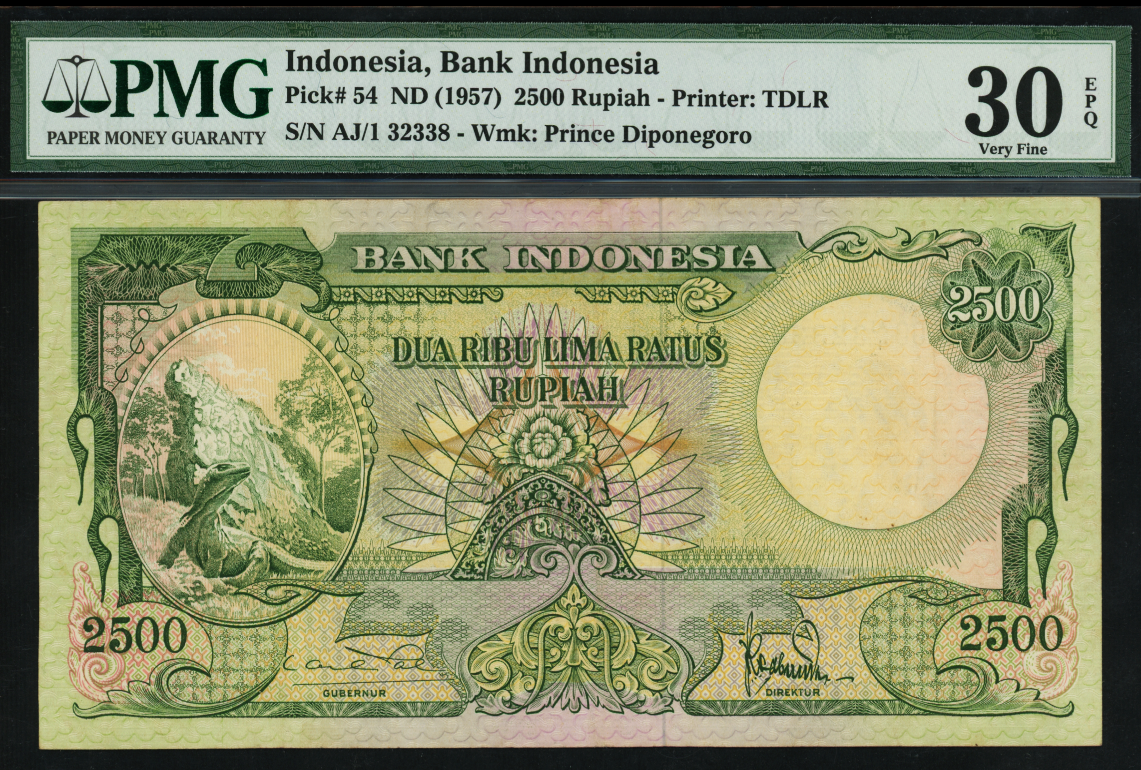 Indonesia 1957 2500 Rupiah AJ/1 32338 PMG 30EPQ | Monetarium