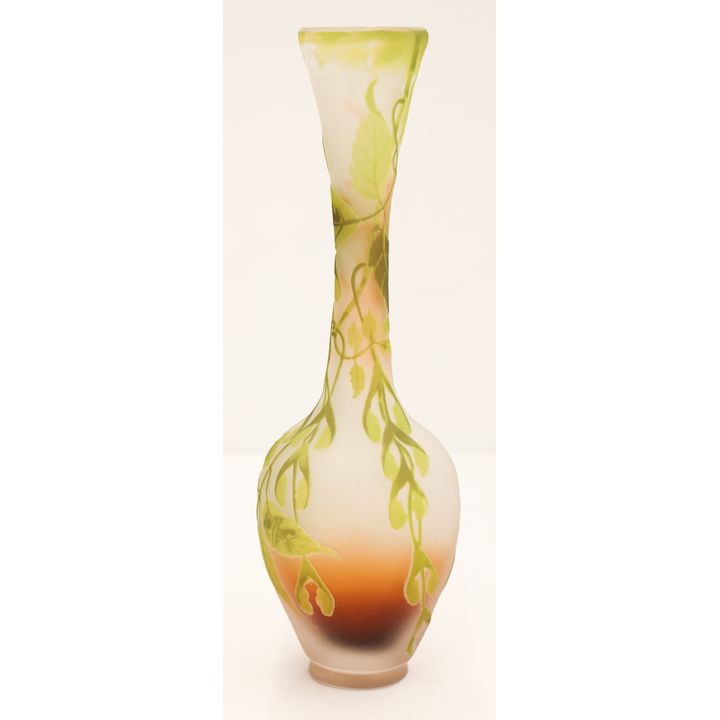 Galle French Cameo Glass Maple Leaf Tall Vase