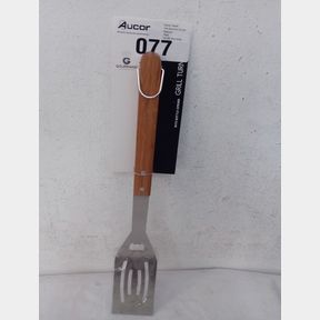SS GRILL TURNER WITH BOTTLE OPENER - BAMBOO HANDLE - 010389