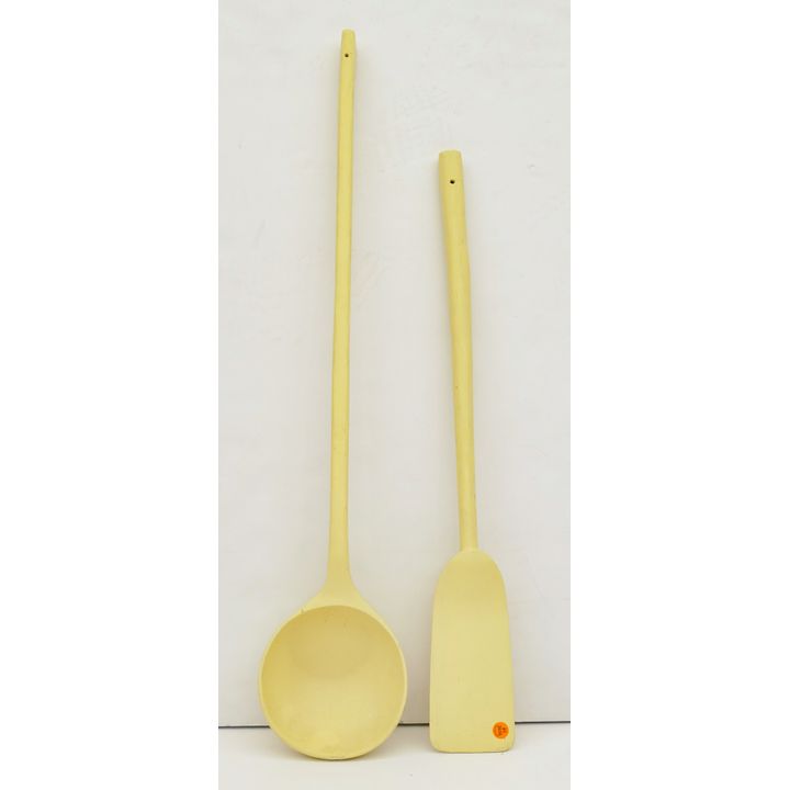 2pc Large Painted Wood Spoon & Mixer 29" &  35.5"