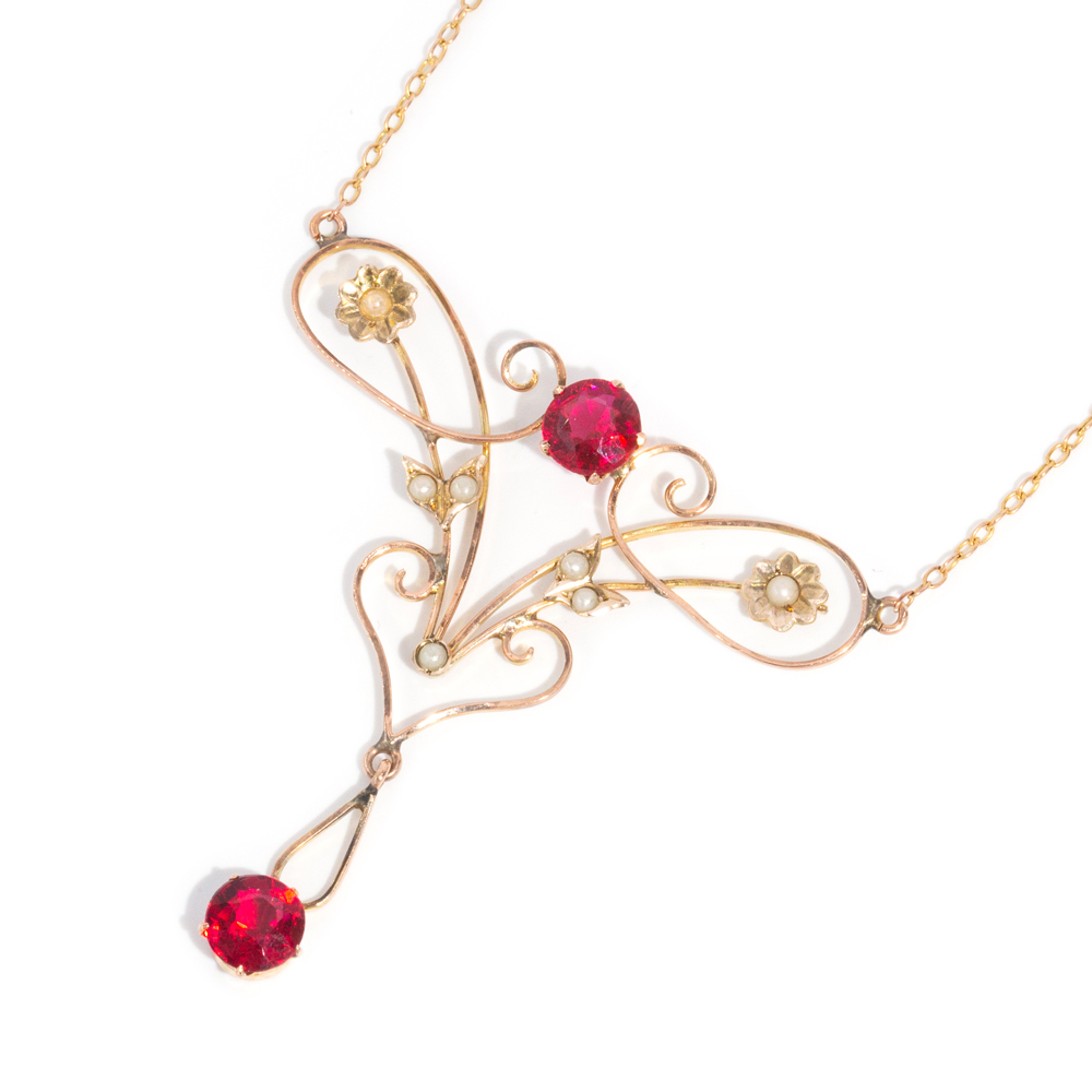 2 · Antique 9 Carat Gold Lavalier Necklace