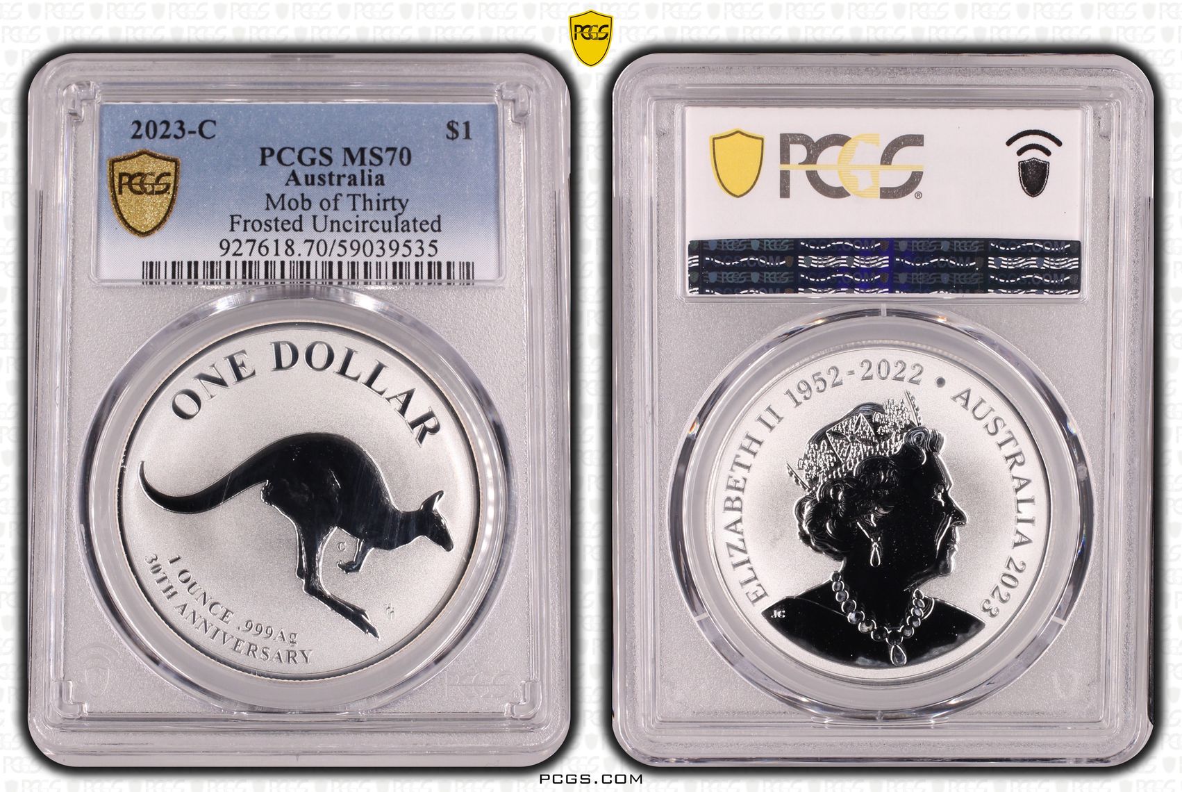 397 · Mob of Thirty Frosted Uncirculated, POP 5/0, One Dollar, 2023-C, PCGS MS70