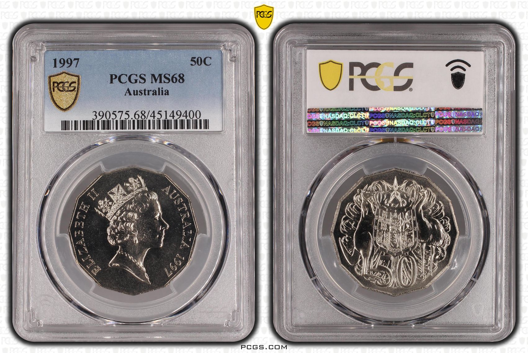 1997 Australia Fifty Cent, 50c PCGS - MS68 -400