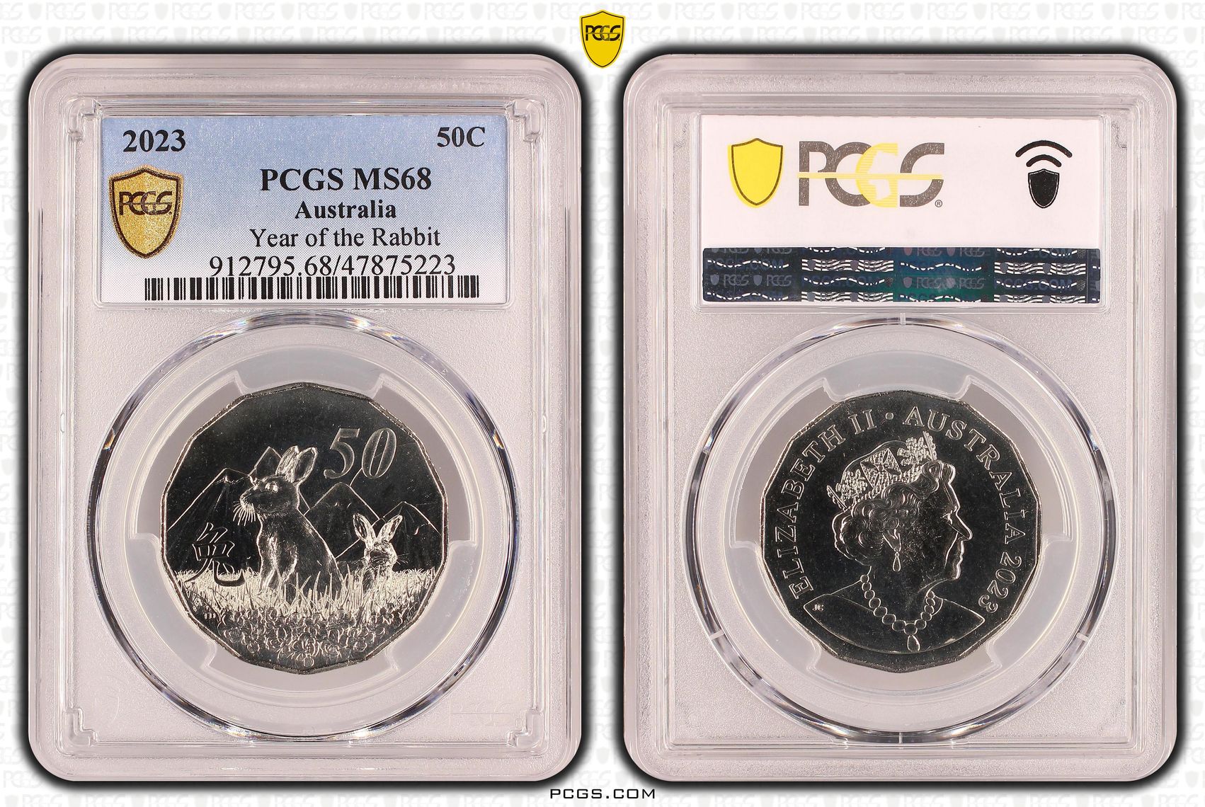 Year of the Rabbit , Fifty Cent, 2023, PCGS MS68