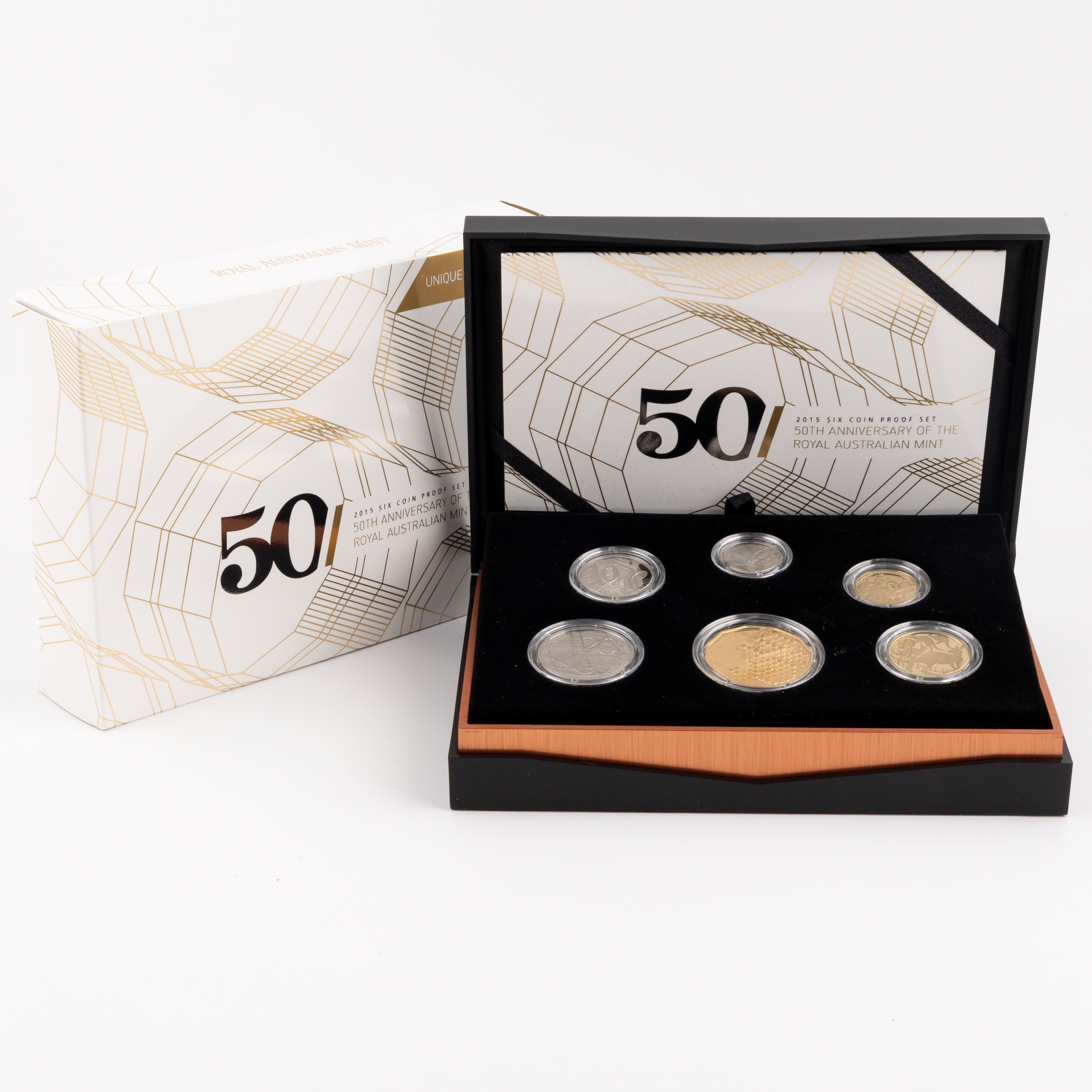 Elizabeth II, 50th Anniversary of the Royal Australian Mint, Five Cents - Two Dollars, 2015, FDC