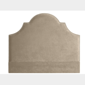 MAI LIFESTYLE -MAI LIFESTYLE FRENCH STYLE CURVED VELVET HEADBOARD - BEIGE - BROWN - THREE QUARTER -