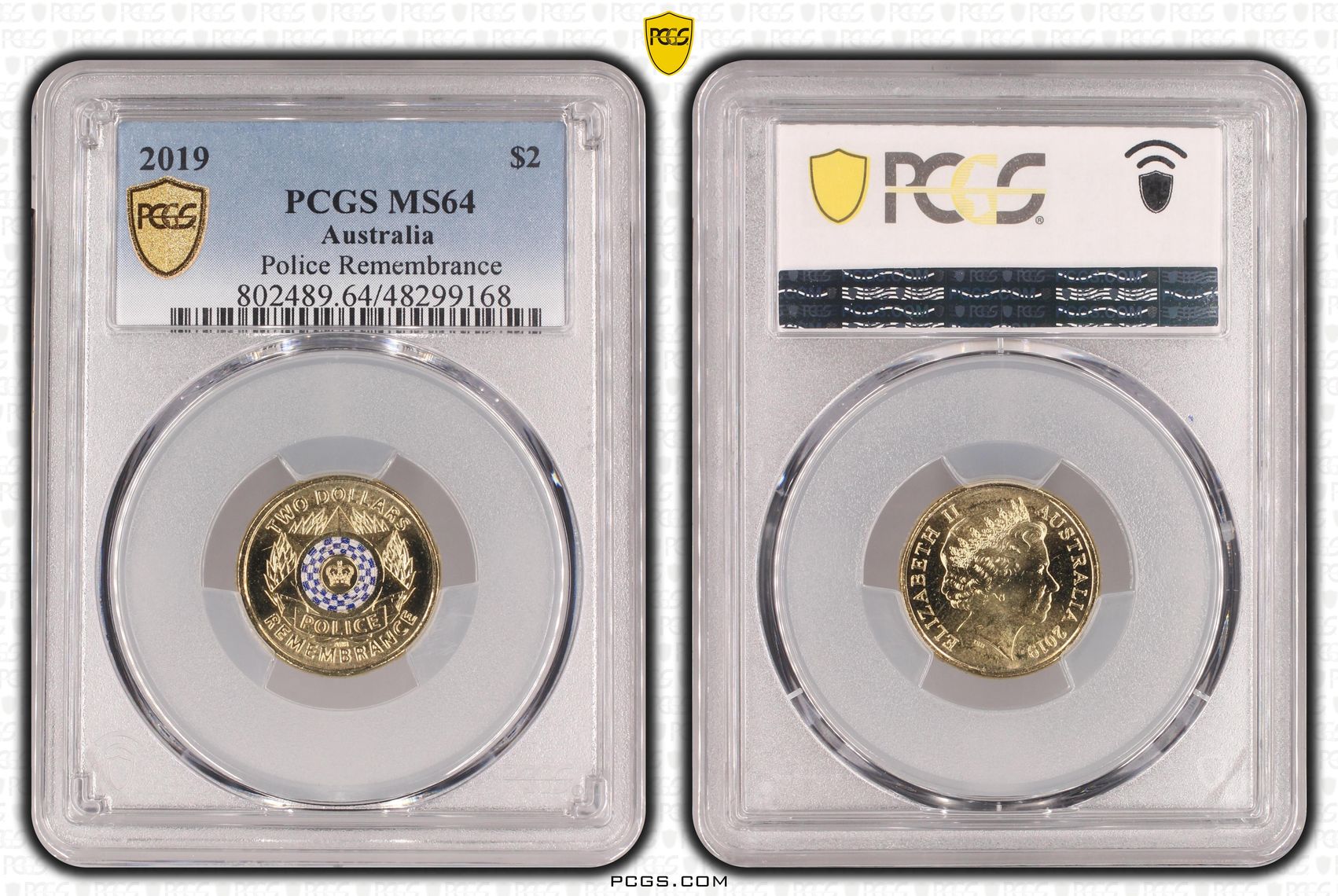 Elizabeth II, Police Remembrance Colorized, Two Dollar, 2019, PCGS MS64
