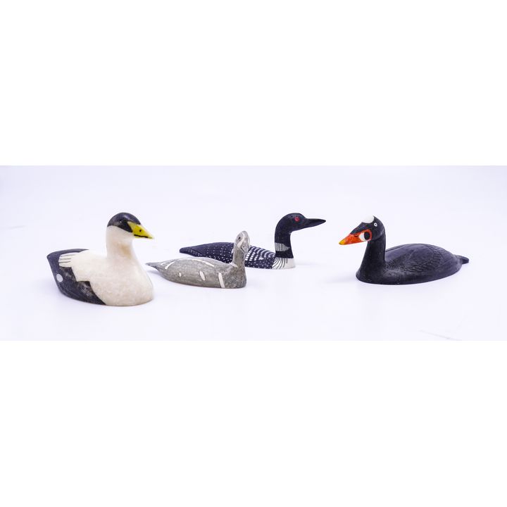 2 Boxes Al Mayac & Kokuluk Scrimshawed Bird Figures- 2'' to 5''