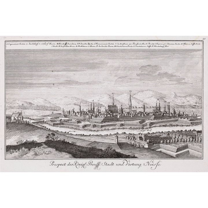 Johann David, Johann Wilhelm Schleuen | Prospect den Königl. Preuss. Stadt und Vestung Neisse