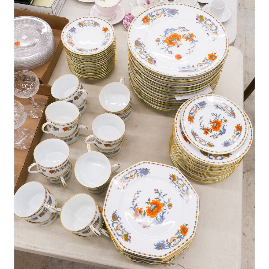 53pc Limoges Raynaud 'Vieux Chine' Fine Porcelain Dinnerware