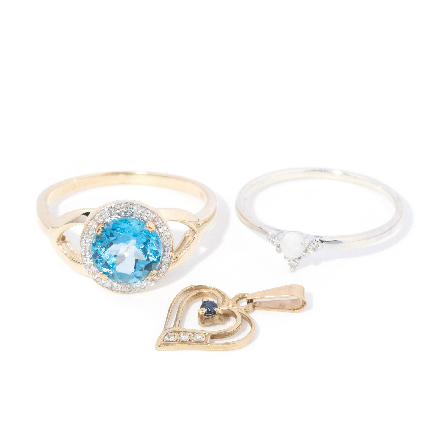 Gold Rings and Pendant Set
