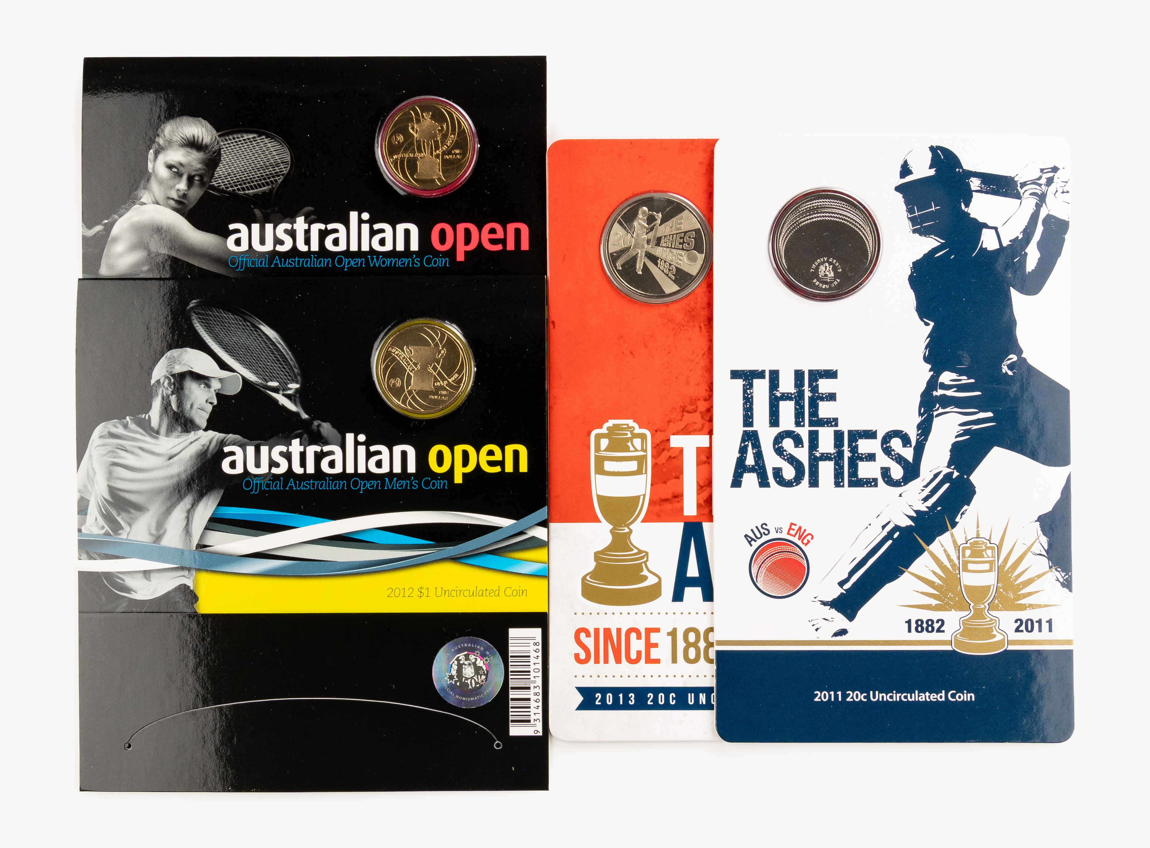 Elizabeth II, RAM - Australian Open & Ashes, Twenty Cents - One Dollar, 2011 - 2013, UNC